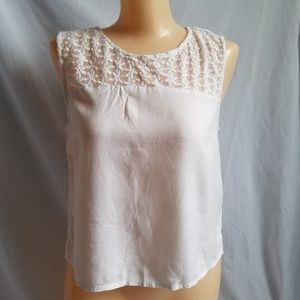 H&M Divided White Sleeveless Floral Tank Top S/M